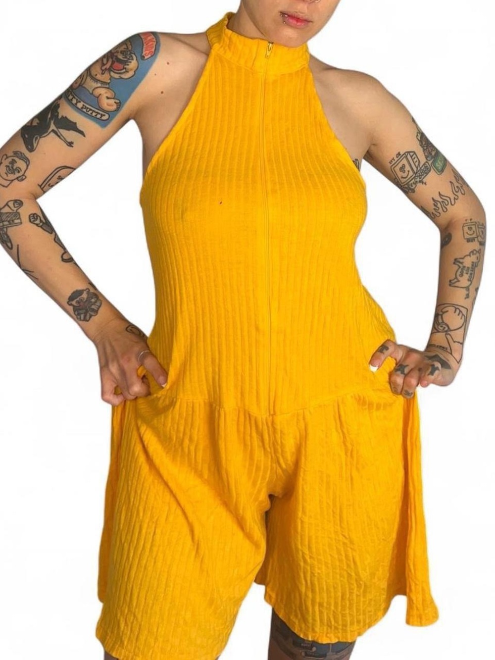 80s yellow romper